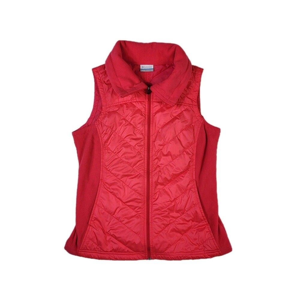 Columbia Women’s Small Quilted Fleece Sided Bubble Gum Pink Full Zip Vest EUC
